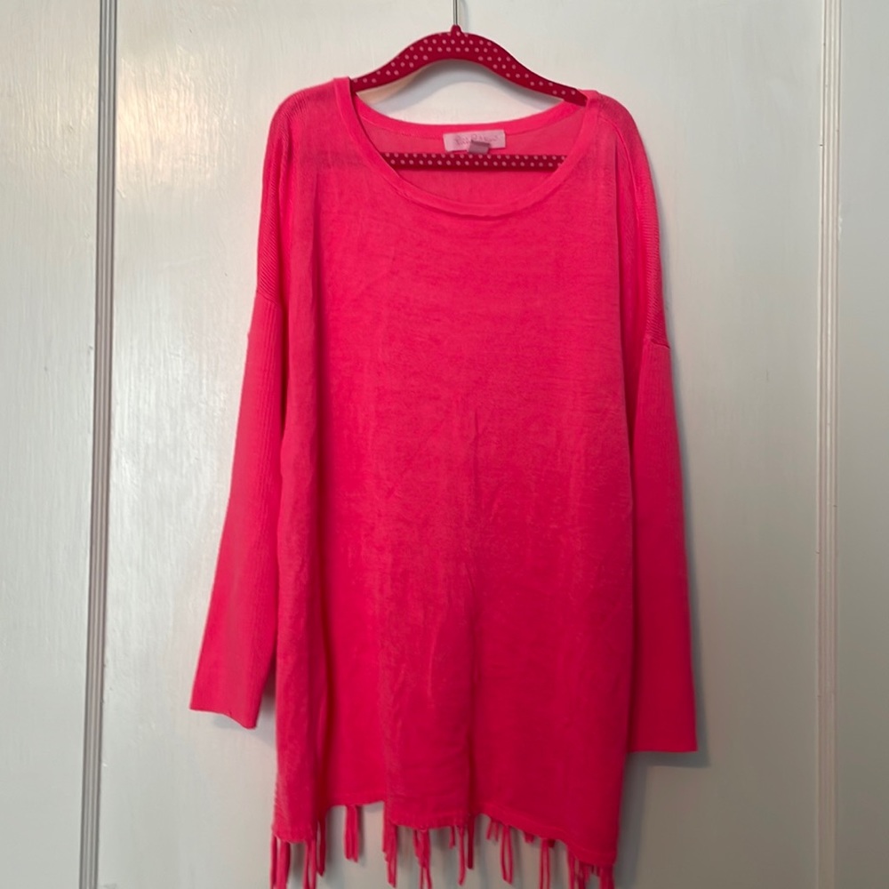 Girls Lilly Pulitzer fringe sweater, size L (8-10)